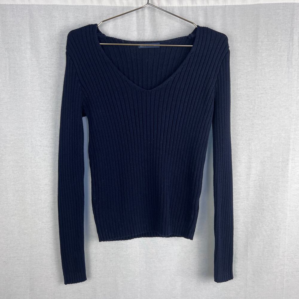 Brandy Melville Sweater Grace V-Neck Navy Blue Preppy Y2K Nautical Cozy Fall